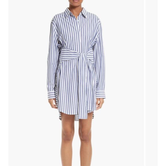 T by Alexander Wang Stripe Tie Front Shirtdress size 2 - Picture 3 of 14